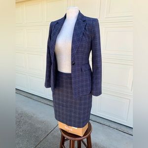 Lisueyne Plaid Navy Women’s Skirt Suit - Professional Women’s Blazer and Skirt